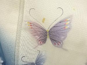 アンティーク　駒絽紫陽花に蝶模様着物